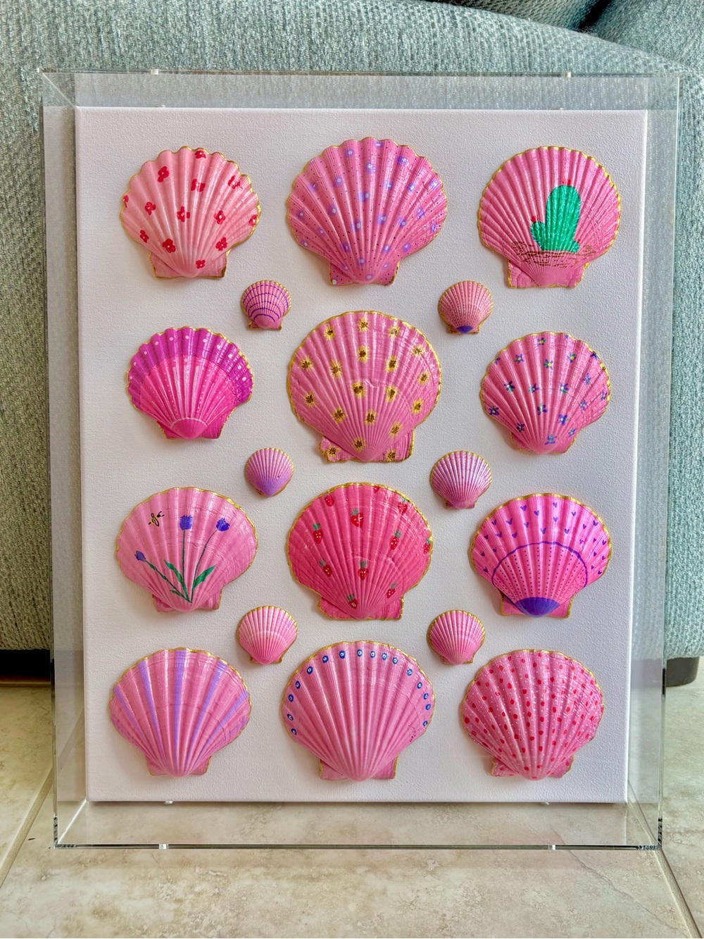 Hand-Painted Seashell Art– Bubblegum shells of prickly pear beach